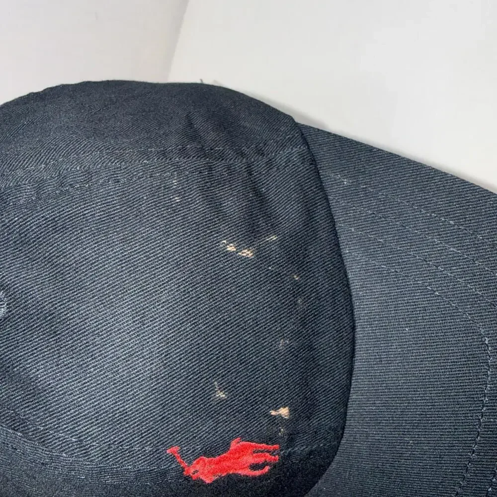 Polo Ralph Lauren Black Strapback Cap Red‎ Pony Size 4-7 Hat New With Defects